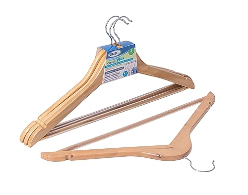 IPEA Kleiderbügel aus Holz mit elegantem Design – 3 Stück – Kleiderbügel mit Rutschfester Unterseite zum Aufhängen von Kleidung, Jacken, Hemden, T-Shirts für Schränke und Garderoben von IPEA