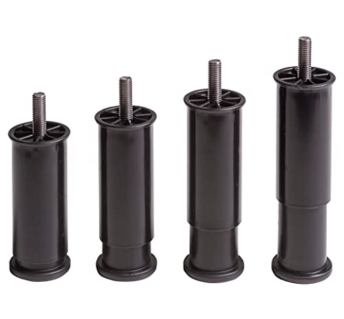 IPEA Set mit 4 verstellbaren Beinen für Möbel, Küche, Sofa, Schränke, Set mit 4 Beinen, ausziehbar in der Höhe von 100 bis 145 mm – Füße schwarz – 45 mm Verlängerung von IPEA