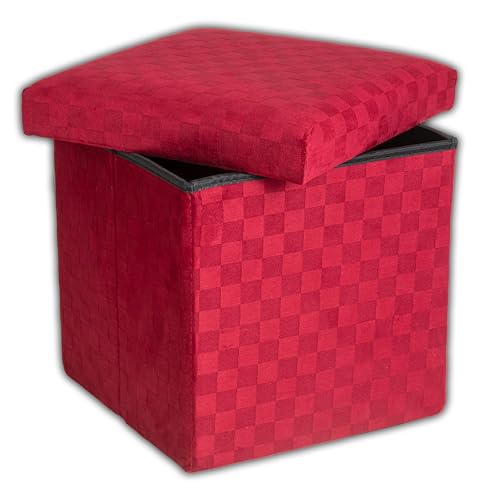 IPEA Sitzsack aus Stoff, quadratisch, 30 x 30 cm, robust und elegant, zusammenklappbar, Karomuster, für Zuhause, Wohnzimmer, Schlafzimmer, Hocker, platzsparend, Rot von IPEA