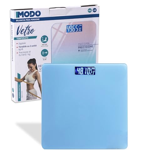 IPEA Digitale Personenwaage Ultradünne – Step-on-Technologie – maximale Genauigkeit des Gewichts – elegantes Design – Waage aus gehärtetem Glas mit präziser Anzeige 0,1 kg – max. 180 kg von IPEA
