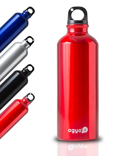IPEA Ultraleichte Trinkflasche aus Aluminium – 500 ml – nicht-thermische Trinkflasche aus Metall für Getränke und Sport für Reisen, Outdoor, Arbeit, Büro, Schule – mit Karabiner – Rot von IPEA