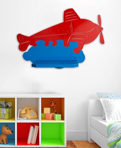 IPEA Wandregal für Kinderzimmer – Made in Italy – Flugzeug-Design – Wandregale für Kinderschlafzimmer – aus Metall – buntes Regal für Bücher und Spielzeug von IPEA
