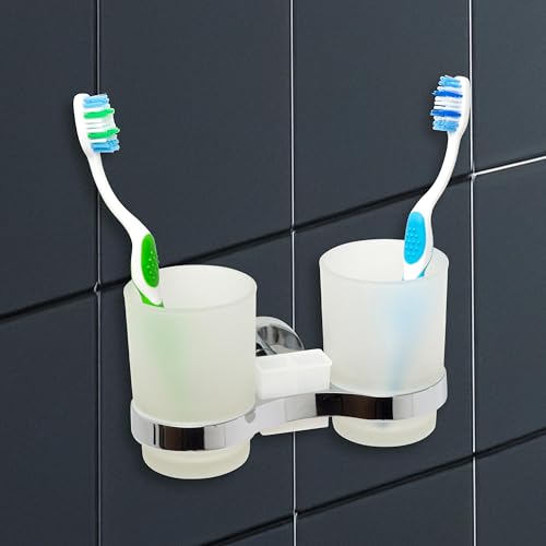 IPEA Zahnputzbecher Selbstklebender zur Wandmontage mit Doppelbecher - Kein Bohren erforderlich - Modernes Design - Zahnbürstenhalter für Zahnbürsten Zahnpasta für Bad, Dusche – Verchromte-Halterung IPEA Zahnputzbecher Selbstklebender zur Wandmontage mit Doppelbecher - Kein Bohren erforderlich - Modernes Design - Zahnbürstenhalter für Zahnbürsten Zahnpasta für Bad, Dusche – Verchromte-Halterung von IPEA