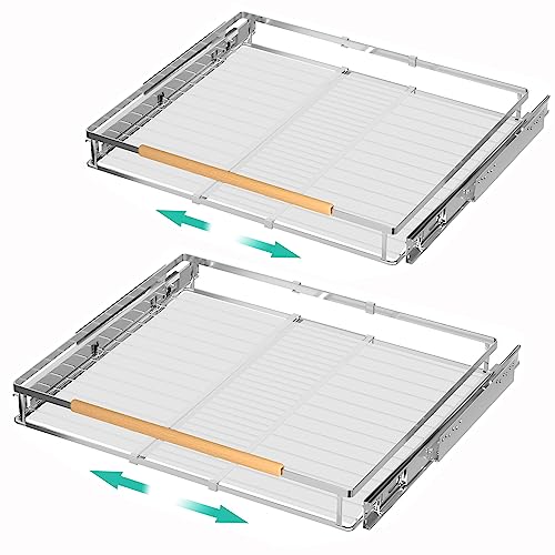 IPEGTOP 2er-Set Ausziehbarer Schubladenorganizer [58,7-101,3 cm B x 57 cm T] | Schwerlastregal für Küchenschränke & Spülenunterschränke | Verstellbar 58,7-101,3 cm Breite von IPEGTOP