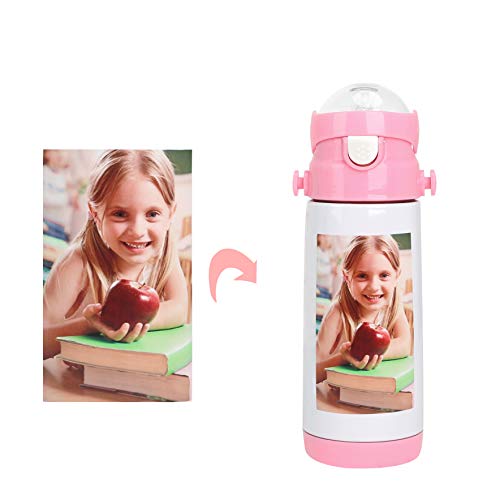 IPENNY Kinder Personalisierte Auslaufsichere Trinkflasche Edelstahl mit Name Foto Bild Text Selbst Bedrucken Motiv Geschenk Wasserflasche Kohlensäure Thermosflasche Schule Sport Outdoor Camping 350ML von IPENNY