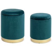2er-Set Poufs aus Samt mit Behälter Blau polina von BIZZOTTO