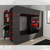 5000 Hochbett mit anthrazitroter Gamerstation von IPERBRIKO