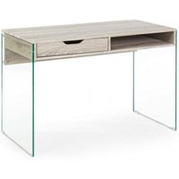 Iperbriko - Armos Design Schreibtisch aus Naturholz 1 Schublade und Glasbeine 110x55x 76h cm von IPERBRIKO