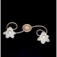 Blumen-Deckenlampe aus Eisen Elfenbein Gold zwei Lichter Lampenschirme 56x26x h17 cm von IPERBRIKO