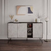 Clara Lagina dunkles Kaffee-Sideboard 3 Türen mit weißem Marmoreffekt 142x35,5x83h von IPERBRIKO