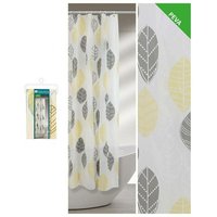 Duschvorhang mit grauem und gelbem Blätterdesign in der Größe 180x200 von IPERBRIKO