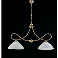 Iperbriko - Elfenbeinfarbener Kronleuchter aus Eisen mit zwei Lichtern weißer Lampenschirm aus Alabasterglas 92x h50 cm von IPERBRIKO