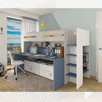 Etagenbett 6070 hellblau mit ausziehbarem Schreibtisch von IPERBRIKO