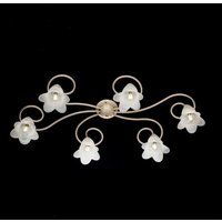 Iperbriko - Flowers Deckenlampe aus Eisen Elfenbein Gold sechs Lichter Lampenschirme 99x50x h17 cm von IPERBRIKO