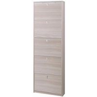 Fünftüriger schmaler Schuhschrank Light Elm 63x18x h190 cm von IPERBRIKO