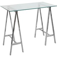 Alchimia Chrom moderner Schreibtisch mit Glasplatte 140x70x76h cm von IPERBRIKO