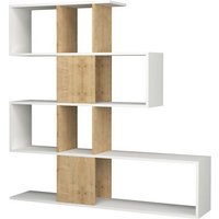 Iperbriko - Bücherregal Regal 4 Ebenen 9 Fächer Weiß und Eiche 145x29xH.145 cm von IPERBRIKO