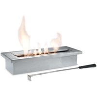 Design-Tisch-Bioethanol-Kamin, grau-chrom, 40 x 15 x h 8 cm von WEBMARKETPOINT