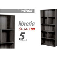 Iperbriko - Graues Wand-Bücherregal aus Holz mit 5 Regalen cm 80 x 24 x 180 h von IPERBRIKO