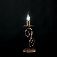 Schwarze Eisen-Tischlampe mit Kupfer-Dekor ein Licht 13x h28cm von IPERBRIKO