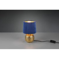 Sophia Nachttischlampe aus goldfarbener Keramik und Lampenschirm aus blauem Samt, Trio-Beleuchtung von IPERBRIKO
