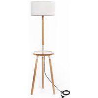 Iperbriko - Stehlampe Acrux aus weißem Stoff und Holz sts, 40cm x 40cm x 135cm von IPERBRIKO
