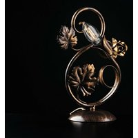Tischlampe aus braunem Eisen mit Golddekorationen, ein Licht 21x h30 cm von IPERBRIKO