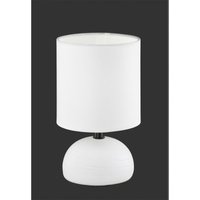 Weiße Tischlampe mit Keramiksockel, Trio-Beleuchtung, Lampenschirm aus Stoff von IPERBRIKO