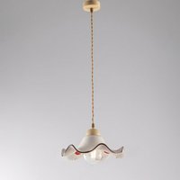 Iperbriko - Kabel-Kronleuchter aus braunem Decape-Stofflampenschirm aus weißer Keramik 30x h16 cm von IPERBRIKO