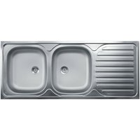 Küchenspüle mit zwei Becken und Abfluss rechts aus Stahl 50x120 cm von IPERBRIKO