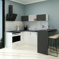 Moderne Eckküche Matera 180x160 mit umkehrbarer weißer und schwarzer Halbinsel von IPERBRIKO