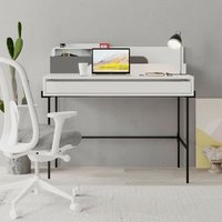 Moderne Schreibtisch Leila in Weiß mit anthrazitfarbenen Details und Schublade H 101 x T 60 x B 110 cm von VERIAFFARI.IT