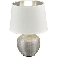 Moderne Tischlampe Silber Keramik Weiß Luxor Lampenschirm Ø18 cm Trio Lighting von IPERBRIKO