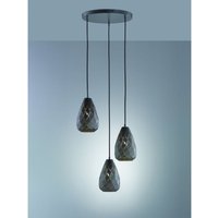 Iperbriko - Moderne runde Aufhängung 3xE27 Anthrazit Onyx mit Trio Lighting Laser Cuts von IPERBRIKO