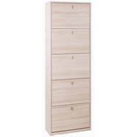 Platzsparender schlanker Schuhschrank mit fünf Türen Light Elm 63x29x h190 cm von IPERBRIKO