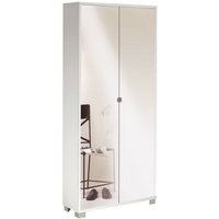 Schmaler Mehrzweckschrank mit zwei Spiegeltüren und acht Einlegeböden in Ash White 83x29x H190 cm von IPERBRIKO