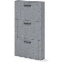 Schmaler zementgrauer Schuhschrank aus Melaminholz 3 Klappen 108x65x15 cm von IPERBRIKO