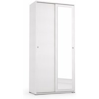 Schrank mit Schiebetüren, Spiegel, zwei Einlegeböden und weißer Kleiderstange mit weißen Türen von IPERBRIKO