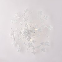 Edera – Deckenleuchte aus weiß lackiertem Eisen mit Shabby-Chic-Effekt-Dekoration und Kristall-Strasssteinen, 4 Lichter, H.22 – Ø60 – BL50-PL4-BCO von BONETTI ILLUMINA