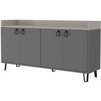 Sideboard 4 anthrazitfarbene taubengraue Türen 140x36x80 h von IPERBRIKO