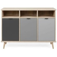 Sideboard drei Fächer Sonoma grau erhöhte Füße cm 120 x 40 x 88 h von IPERBRIKO