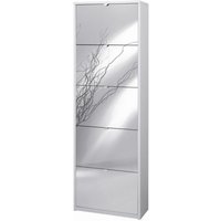 Space-saving slim shoe rack with five Ash White mirrored doors 63x29x h190 cm von IPERBRIKO