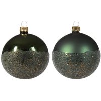 Weihnachtskugel Glas glänzend-matt Ballotinboden 2 Farben grüne Kiefer ø 8cm von IPERBRIKO