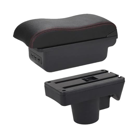 IPEVMLZ Armlehne Für Opel Für Astra Armlehnenbox Für Astra H 2006 2007 2008-2011 Autoarmlehne Lagerbox Mit Gekrümmter Oberfläche(B1 Schwarz rot 3USB) von IPEVMLZ