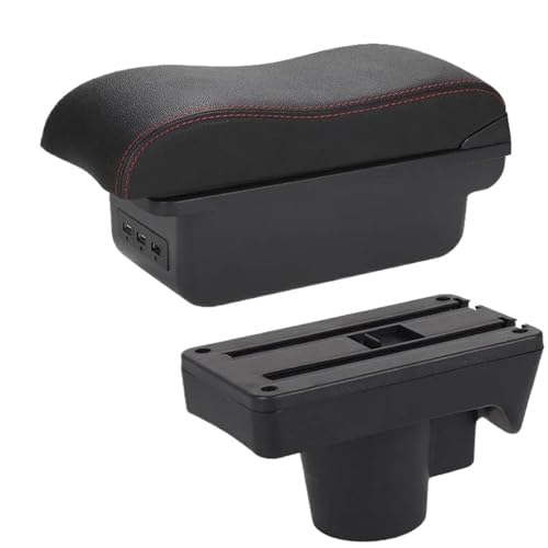 IPEVMLZ Armlehne Für Opel Für Astra Armlehnenbox Für Opel Für Astra H 2006-2011 Autoarmlehne Lagerbox Mit Gekrümmter Oberfläche(B1 Schwarz rot 3USB) von IPEVMLZ