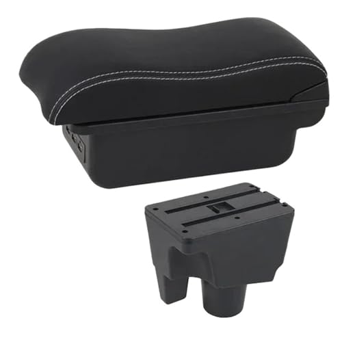 IPEVMLZ Armlehnenbox Für Toyota Für Aqua 2017 2018 2019 2020 2021 2022 Autoarmlehne Leder Armstütze Mittelkonsole Aufbewahrung USB(C2 Weiße Linie) von IPEVMLZ