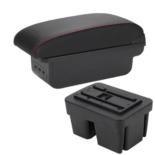 IPEVMLZ Auto-Armlehnenbox Innenraum-Nachrüstteil Staufach Für VW Für Golf 7 Mk7 2014 2015 2016 2017 2018 2019(B1 Schwarz rot 3USB) von IPEVMLZ