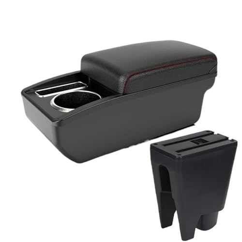 IPEVMLZ Für BYD F0 Armlehnenbox Mittelkonsole Aufbewahrungsbox USB Und Getränkehalter(A1 Schwarz Rot KEIN USB) von IPEVMLZ