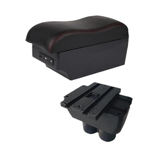 IPEVMLZ Für Caddy Armlehnenbox Mittelkonsole Ellbogenauflage Aufbewahrungsbox Mit USB-Schnittstelle Getränkehalter(C red line 7USB) von IPEVMLZ