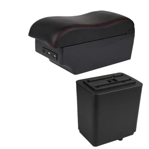 IPEVMLZ Für Citroën Für Berlingo Armlehnen-Box Zentrales Aufbewahrungsfach Nachrüstung Innenausstattungsdetails(C red line 7USB) von IPEVMLZ